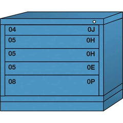 Lyon - 5 Drawer, Standard Desk Height - Single Drawer Access Cabinet - Steel, 30" Wide x 28-1/4" Deep x 26-7/8" High, Wedgewood Blue - USA Tool & Supply