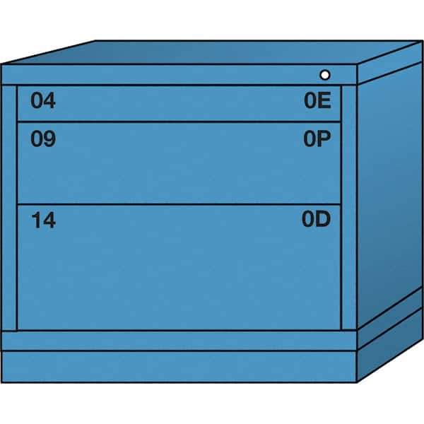 Lyon - 3 Drawer, Standard Desk Height - Multiple Drawer Access Cabinet - Steel, 30" Wide x 28-1/4" Deep x 26-7/8" High, Wedgewood Blue - USA Tool & Supply