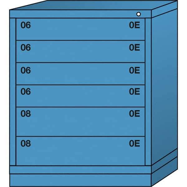 Lyon - 6 Drawer, Standard Mid-Range - Single Drawer Access Cabinet - Steel, 30" Wide x 28-1/4" Deep x 37-15/79" High, Wedgewood Blue - USA Tool & Supply