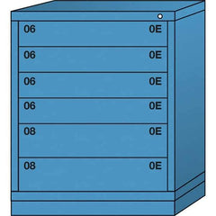 Lyon - 6 Drawer, Standard Mid-Range - Single Drawer Access Cabinet - Steel, 30" Wide x 28-1/4" Deep x 37-15/79" High, Wedgewood Blue - USA Tool & Supply