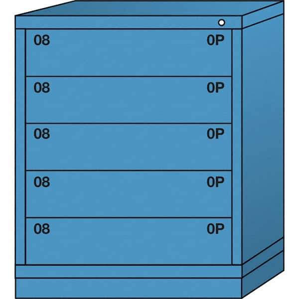Lyon - 5 Drawer, Standard Mid-Range - Multiple Drawer Access Cabinet - Steel, 30" Wide x 28-1/4" Deep x 37-15/79" High, Wedgewood Blue - USA Tool & Supply