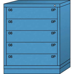Lyon - 5 Drawer, Standard Mid-Range - Single Drawer Access Cabinet - Steel, 30" Wide x 28-1/4" Deep x 37-15/79" High, Wedgewood Blue - USA Tool & Supply