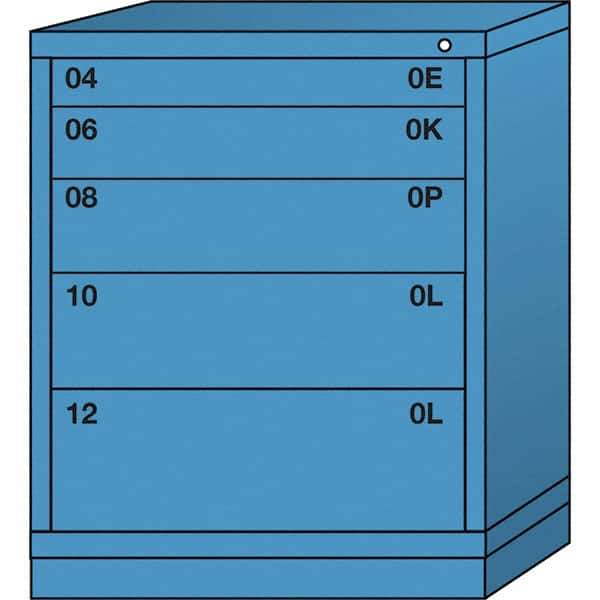 Lyon - 5 Drawer, Standard Mid-Range - Multiple Drawer Access Cabinet - Steel, 30" Wide x 28-1/4" Deep x 37-15/79" High, Wedgewood Blue - USA Tool & Supply