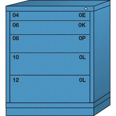 Lyon - 5 Drawer, Standard Mid-Range - Single Drawer Access Cabinet - Steel, 30" Wide x 28-1/4" Deep x 37-15/79" High, Wedgewood Blue - USA Tool & Supply
