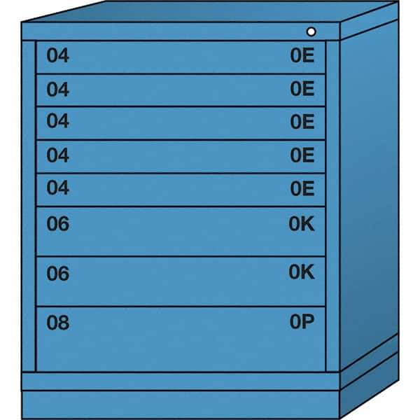 Lyon - 8 Drawer, Standard Mid-Range - Single Drawer Access Cabinet - Steel, 30" Wide x 28-1/4" Deep x 37-15/79" High, Wedgewood Blue - USA Tool & Supply