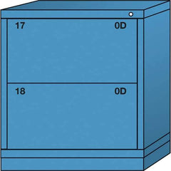 Lyon - 2 Drawer, Standard Bench Height - Single Drawer Access Cabinet - Steel, 30" Wide x 28-1/4" Deep x 33-1/4" High, Wedgewood Blue - USA Tool & Supply