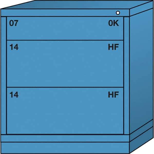Lyon - 3 Drawer, Standard Bench Height - Single Drawer Access Cabinet - Steel, 30" Wide x 28-1/4" Deep x 33-1/4" High, Wedgewood Blue - USA Tool & Supply