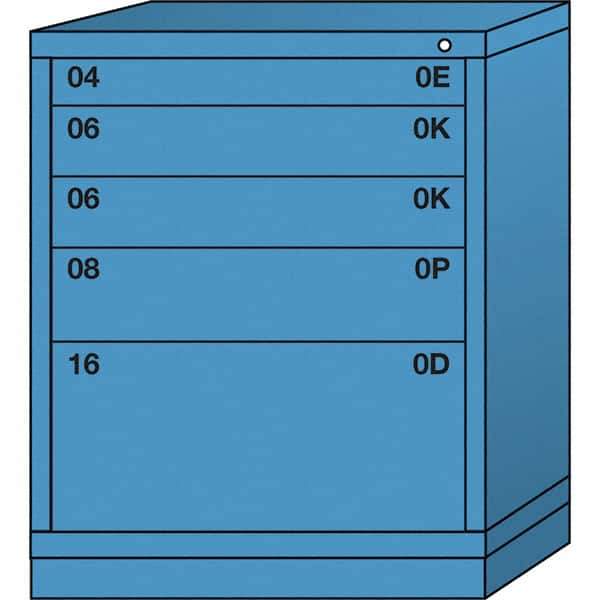 Lyon - 5 Drawer, Standard Mid-Range - Multiple Drawer Access Cabinet - Steel, 30" Wide x 28-1/4" Deep x 37-15/79" High, Wedgewood Blue - USA Tool & Supply