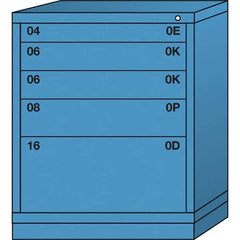 Lyon - 5 Drawer, Standard Mid-Range - Single Drawer Access Cabinet - Steel, 30" Wide x 28-1/4" Deep x 37-15/79" High, Wedgewood Blue - USA Tool & Supply