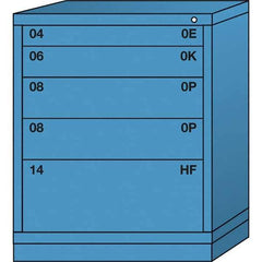 Lyon - 5 Drawer, Standard Mid-Range - Multiple Drawer Access Cabinet - Steel, 30" Wide x 28-1/4" Deep x 37-15/79" High, Wedgewood Blue - USA Tool & Supply