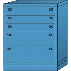 Lyon - 5 Drawer, Standard Mid-Range - Multiple Drawer Access Cabinet - Steel, 30" Wide x 28-1/4" Deep x 37-15/79" High, Wedgewood Blue - USA Tool & Supply