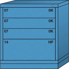 Lyon - 4 Drawer, Standard Bench Height - Multiple Drawer Access Cabinet - Steel, 30" Wide x 28-1/4" Deep x 33-1/4" High, Wedgewood Blue - USA Tool & Supply