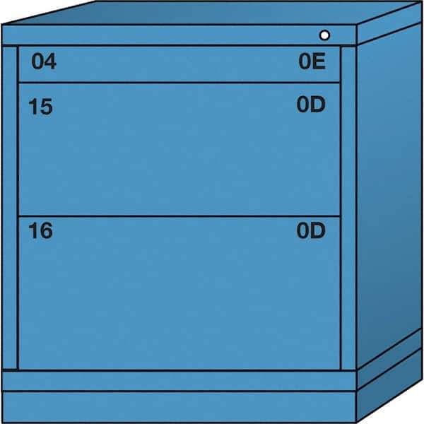 Lyon - 3 Drawer, Standard Bench Height - Single Drawer Access Cabinet - Steel, 30" Wide x 28-1/4" Deep x 33-1/4" High, Wedgewood Blue - USA Tool & Supply