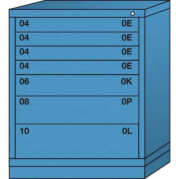 Lyon - 7 Drawer, Standard Mid-Range - Multiple Drawer Access Cabinet - Steel, 30" Wide x 28-1/4" Deep x 37-15/79" High, Wedgewood Blue - USA Tool & Supply