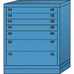 Lyon - 7 Drawer, Standard Mid-Range - Multiple Drawer Access Cabinet - Steel, 30" Wide x 28-1/4" Deep x 37-15/79" High, Wedgewood Blue - USA Tool & Supply