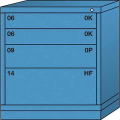 Lyon - 4 Drawer, Standard Bench Height - Multiple Drawer Access Cabinet - Steel, 30" Wide x 28-1/4" Deep x 33-1/4" High, Wedgewood Blue - USA Tool & Supply
