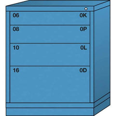 Lyon - 4 Drawer, Standard Mid-Range - Multiple Drawer Access Cabinet - Steel, 30" Wide x 28-1/4" Deep x 37-15/79" High, Wedgewood Blue - USA Tool & Supply