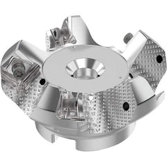 Seco - 63mm Cut Diam, 22mm Arbor Hole, 6mm Max Depth of Cut, 48° Indexable Chamfer & Angle Face Mill - 5 Inserts, SN.. Insert, Right Hand Cut, 5 Flutes, Through Coolant, Series R220.54 - USA Tool & Supply