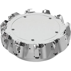 Seco - 8" Cut Diam, 2-1/2" Arbor Hole, 0.236" Max Depth of Cut, 48° Indexable Chamfer & Angle Face Mill - 11 Inserts, SN.. Insert, Right Hand Cut, 11 Flutes, Through Coolant, Series R220.54 - USA Tool & Supply