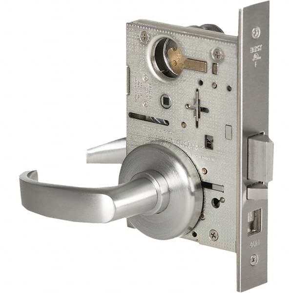 Office Lever Lockset for 1-3/4″ Thick Doors 6 or 7 Pin Length Best & Compatible (Core Not Included), 2-3/4″ Backset, Satin Chrome Finish