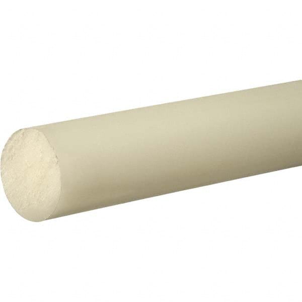 Plastic Rod: Polypropylene, 3' Long, 1″ Dia, Semi-Clear White Rockwell M-85