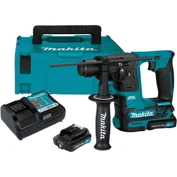 Makita - 12 Volt 5/8" Keyless Chuck Cordless Rotary Hammer - 0 to 4,800 BPM, 0 to 680 RPM, Reversible - USA Tool & Supply