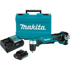 Makita - 12 Volt 3/8" Chuck Right Angle Handle Cordless Drill - 0-1100 RPM, Keyless Chuck, Reversible, 2 Lithium-Ion Batteries Included - USA Tool & Supply