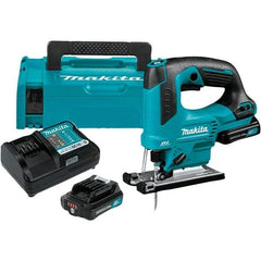 Makita - 12 Volt, 3,000 SPM, 7/8" Stroke Length, Lithium-Ion Cordless Jigsaw - 90° Cutting Angle, Series 12V MAX Battery Included - USA Tool & Supply