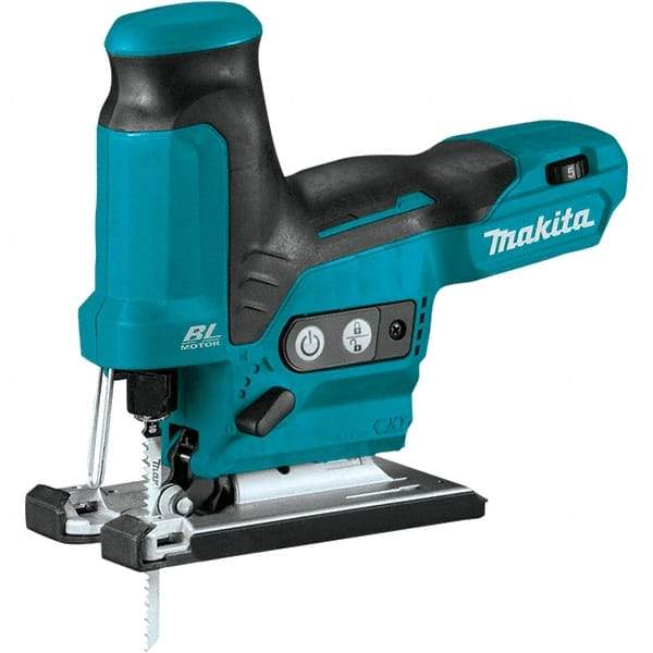 Makita - 12 Volt, 3,000 SPM, 7/8" Stroke Length, Lithium-Ion Cordless Jigsaw - 90° Cutting Angle, Series 12V MAX - USA Tool & Supply