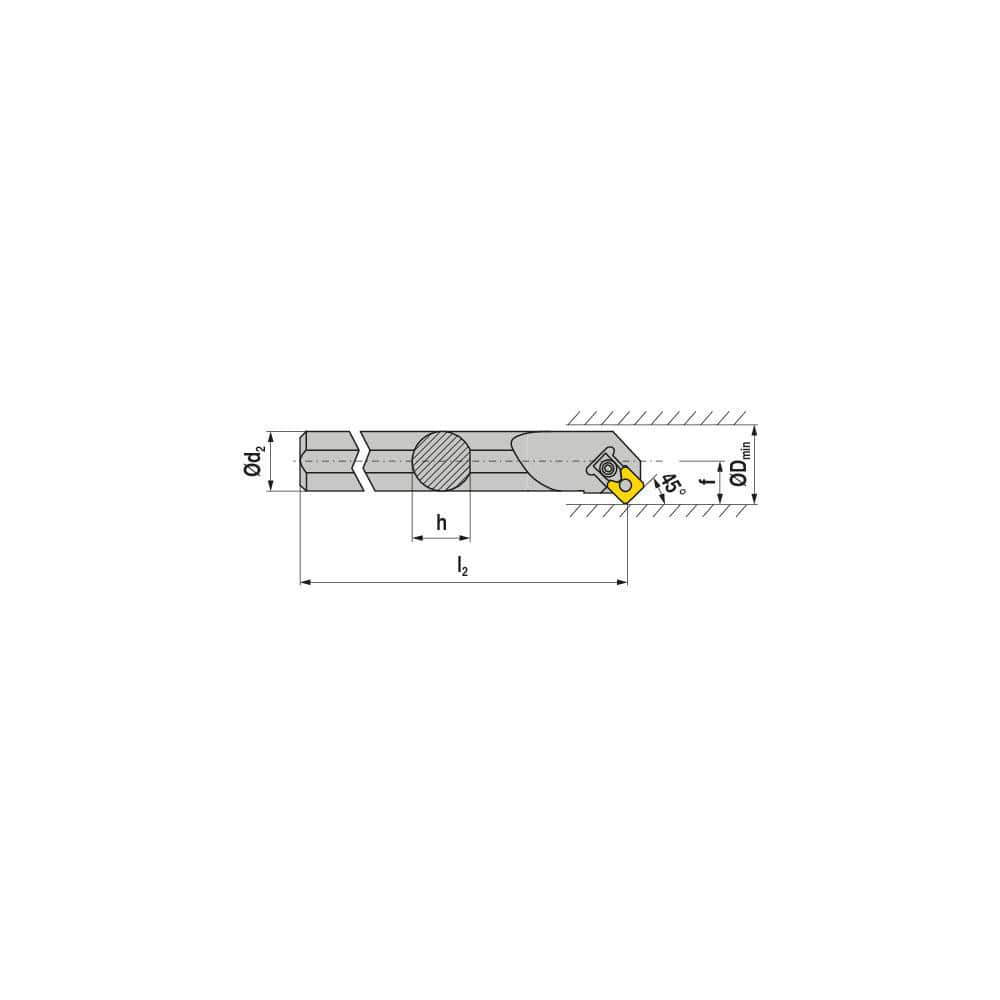 Indexable Boring Bar:  S32S MSSCL 12,  40.00 mm Min Bore,  32.00 mm Shank Dia,  45.00&deg N/A Steel 258.0000″ OAL,  Clamp,