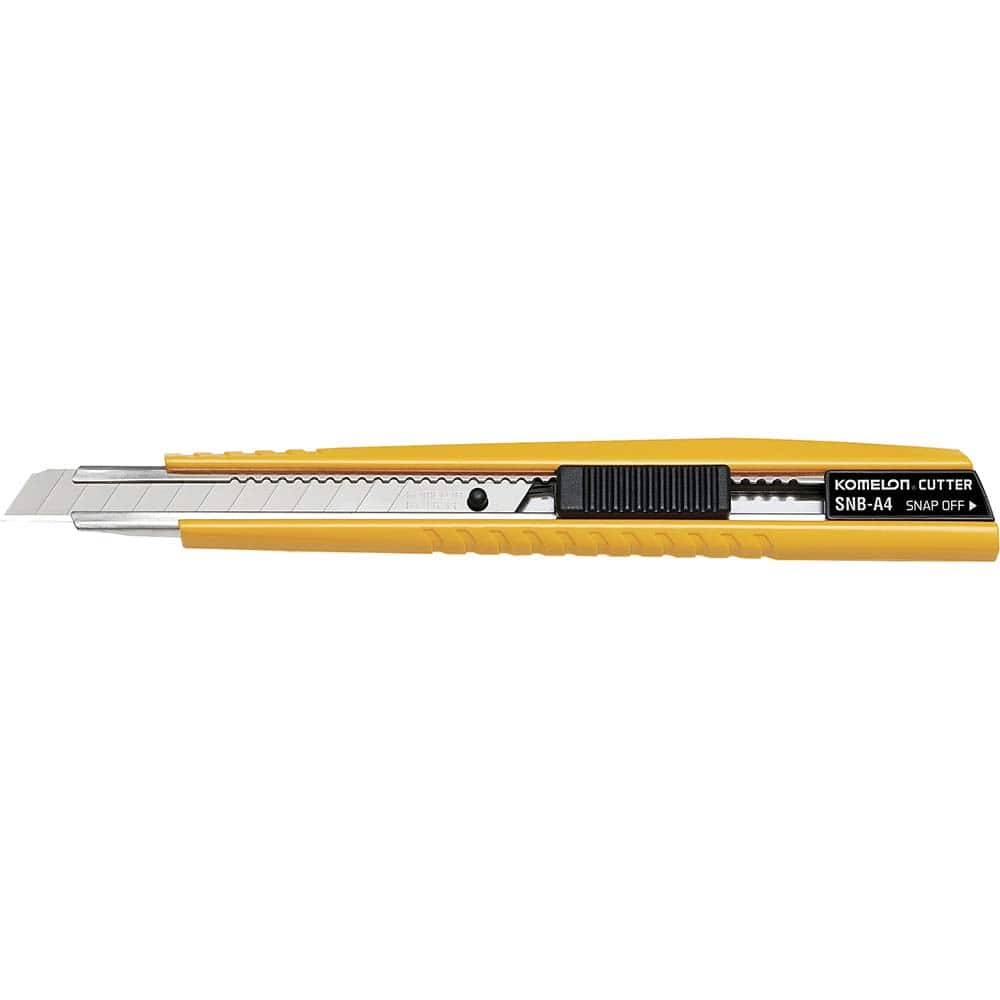 Komelon - Utility Knives, Snap Blades & Box Cutters; Type: Snap Off Knife ; Blade Type: Snap-Off ; Number of Blades Included: 1 ; Handle Material: ABS Plastic ; Color: Yellow ; Number of Points: 13 - Exact Industrial Supply