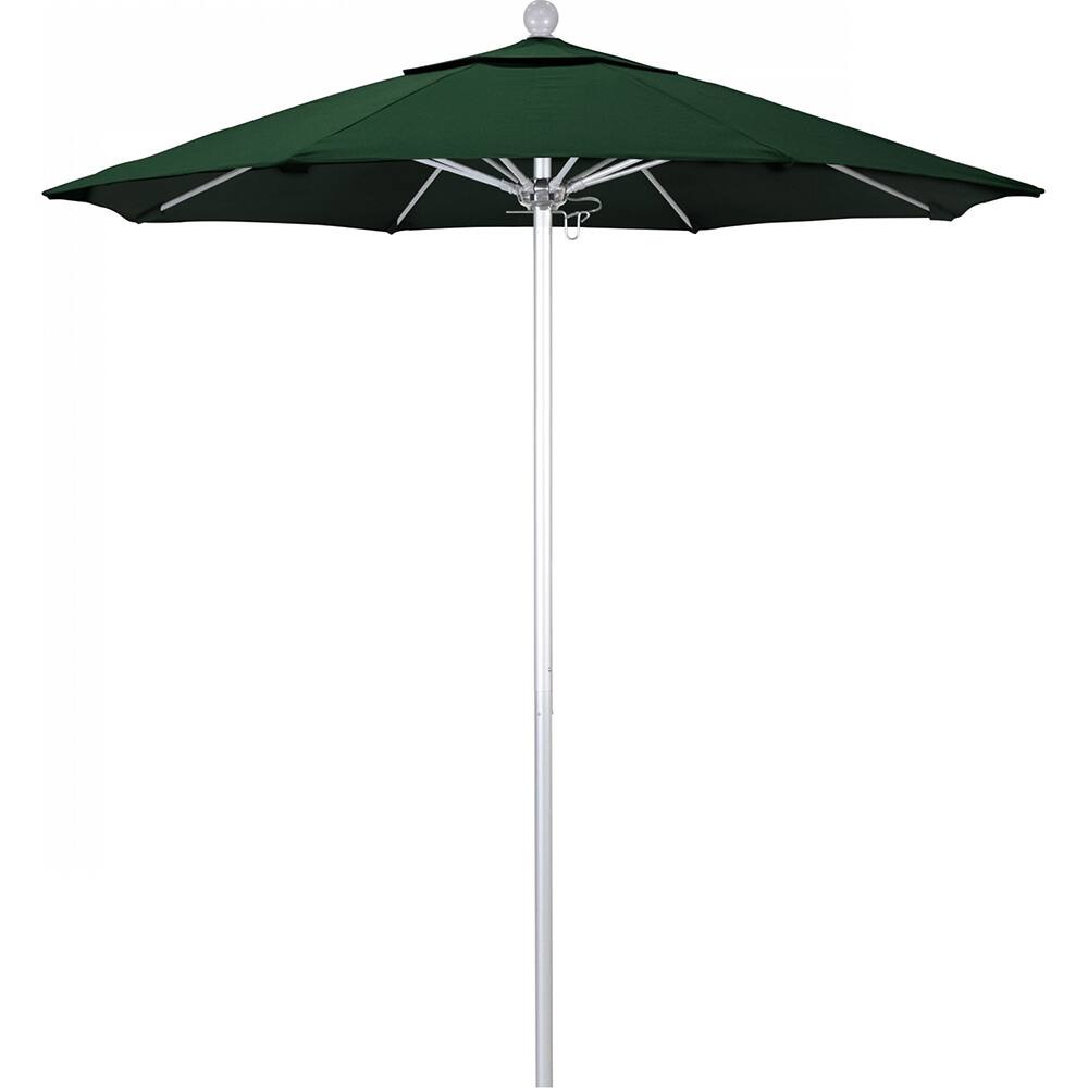 California Umbrella - Patio Umbrellas; Umbrella Diameter (Inch): 90 ; Height (Feet): 8.000 ; Fabric Color: Hunter Green ; Base Included: No ; Frame Material: Aluminum ; Frame Color: Silver - Exact Industrial Supply