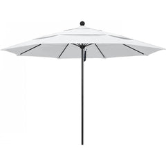 California Umbrella - Patio Umbrellas; Umbrella Diameter (Inch): 132 ; Height (Feet): 8.916 ; Fabric Color: White ; Base Included: No ; Frame Material: Aluminum ; Frame Color: Black - Exact Industrial Supply