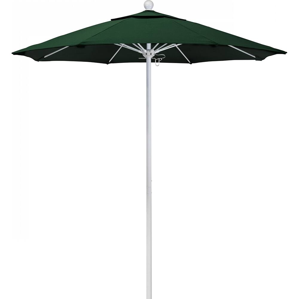 California Umbrella - Patio Umbrellas; Umbrella Diameter (Inch): 90 ; Height (Feet): 8.000 ; Fabric Color: Hunter Green ; Base Included: No ; Frame Material: Aluminum ; Frame Color: White - Exact Industrial Supply