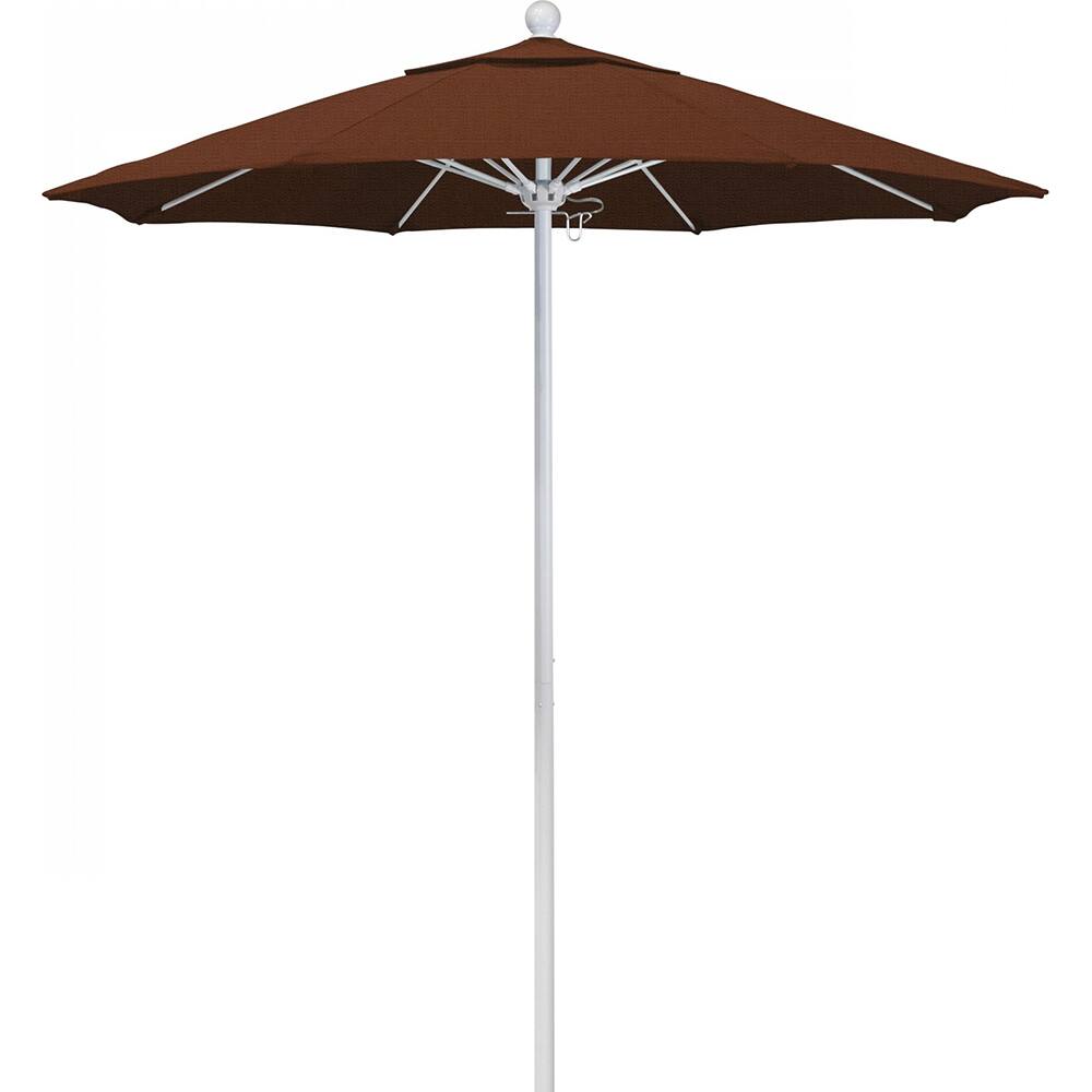 California Umbrella - Patio Umbrellas; Umbrella Diameter (Inch): 90 ; Height (Feet): 8.000 ; Fabric Color: Terracotta ; Base Included: No ; Frame Material: Aluminum ; Frame Color: White - Exact Industrial Supply