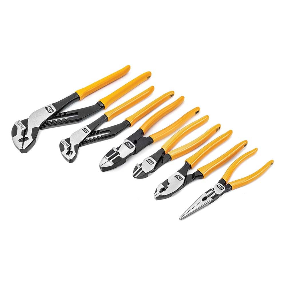 Plier Set: 6 Pc, Assortment Comes in Carded, Dipped Vinyl Handle