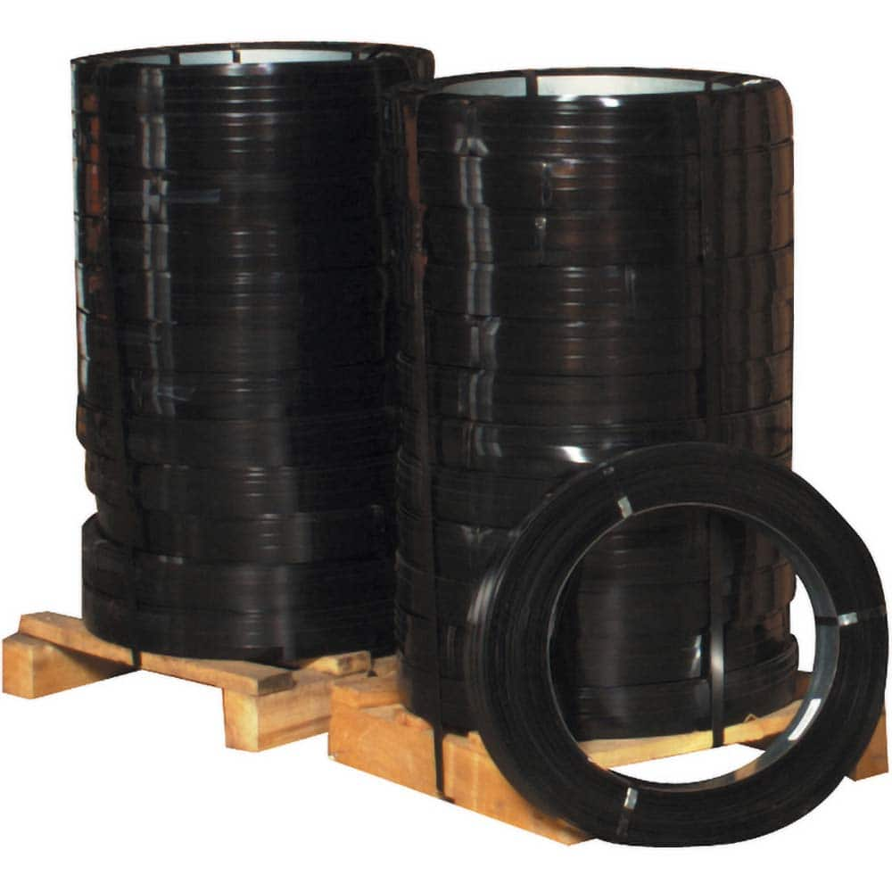 Steel Strapping: 3/4″ Wide, 1,270' Long, 0.031″ Thick, Oscillated Coil 3,250 lb Breaking Strength, Steel