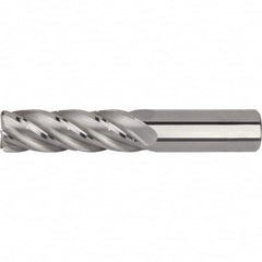 Corner Radius End Mill: 3/8″ Dia, 1-1/8″ LOC, 0.03″ Radius, 5 Flutes, Solid Carbide 3″ OAL, 3/8″ Shank Dia, 35 ° Helix, Bright/Uncoated, Corner Radius End, Centercutting, Series KOR5