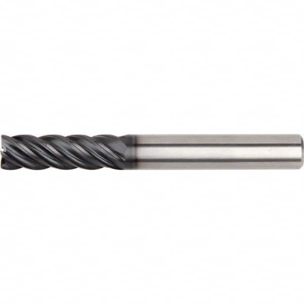 Corner Radius End Mill: 1/4″ Dia, 3/4″ LOC, 0.03″ Radius, 5 Flutes, Solid Carbide 2-1/2″ OAL, 1/4″ Shank Dia, 40 ° Helix, AlTiN Coated, Corner Radius End, Series KOR5