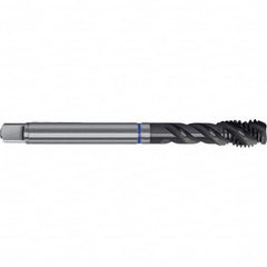 Spiral Flute Tap: M12 x 1.00, Metric Fine, 3 Flute, Semi-Bottoming, 6HX Class of Fit, PM-HSS-E, TiAlN Finish Right Hand Flute, Right Hand Thread, D5 & D6, Series 4635