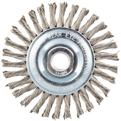 Norton - 4" OD, 5/8-11 Arbor Hole, Stringer Bead Twist Knot Stainless Steel Wheel Brush - USA Tool & Supply