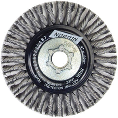 Norton - 4" OD, 5/8-11 Arbor Hole, Stringer Bead Twist Knot Carbon Wheel Brush - USA Tool & Supply