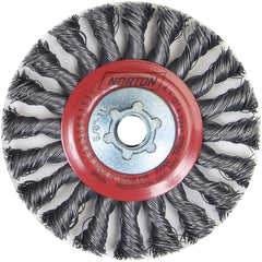 Norton - 4-1/2" OD, 5/8-11 Arbor Hole, Knotted Carbon Wheel Brush - USA Tool & Supply