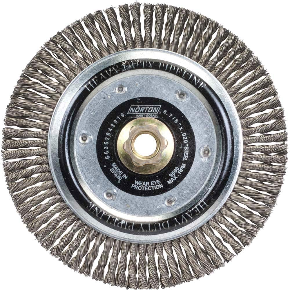 Norton - 6-7/8" OD, 5/8-11 Arbor Hole, Stringer Bead Carbon Wheel Brush - USA Tool & Supply