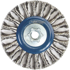 Norton - 4-1/2" OD, 5/8-11 Arbor Hole, Knotted Stainless Steel Wheel Brush - USA Tool & Supply