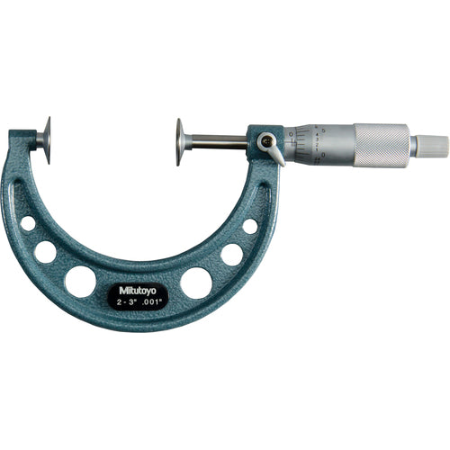 2″-3″ Measuring Range-0.001″ Graduation - Ratchet Thimble - High Speed Steel Face - Disc Micrometer - USA Tool & Supply