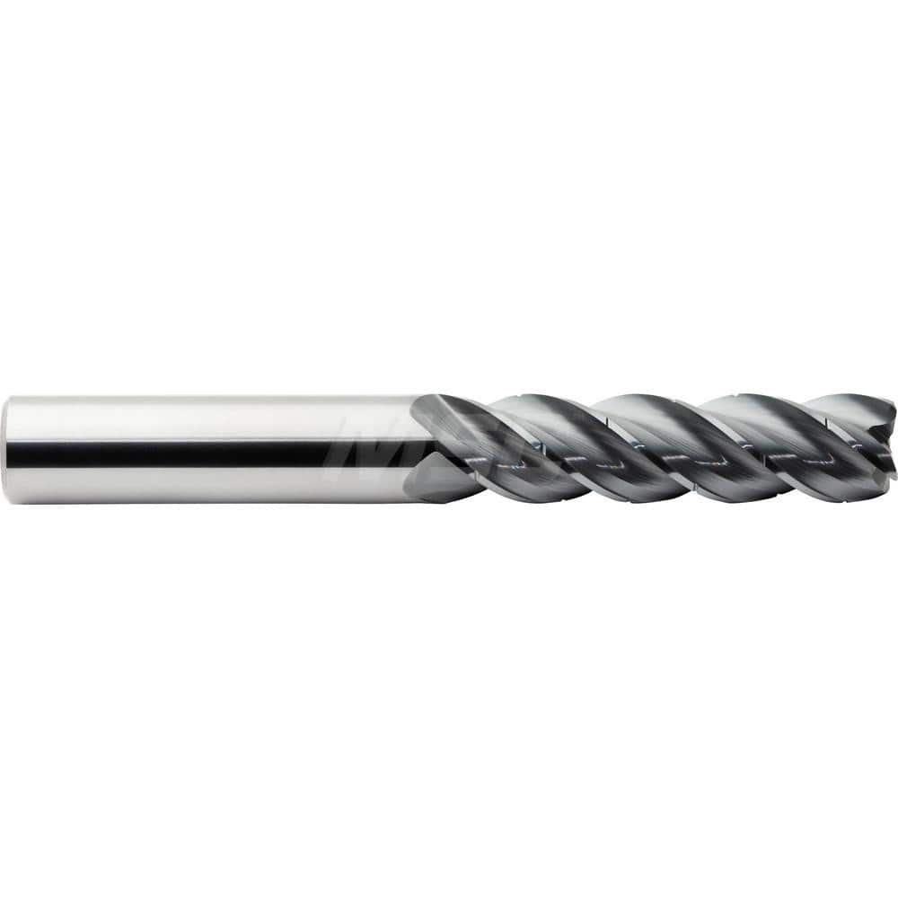 Corner Radius End Mill: 3/8″ Dia, 2-1/2″ LOC, 0.03″ Radius, 4 Flutes, Solid Carbide 4″ OAL, 3/8″ Shank Dia, 38 & 41 ° Helix, ALtima Blaze Coated, Corner Radius End, Centercutting
