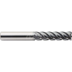 Corner Radius End Mill: 1/4″ Dia, 1-3/4″ LOC, 0.03″ Radius, 5 Flutes, Solid Carbide 4″ OAL, 1/4″ Shank Dia, 40 ° Helix, ALtima Blaze Coated, Corner Radius End, Centercutting