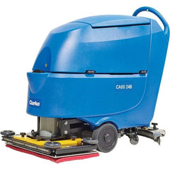 Clarke - 24" Cleaning Width, Battery Powered Walk Behind & Floor Scrubber - 1 hp, 2,250 RPM, 47" Water Lift, 16 Gal Tank Capacity, Series CA60 - USA Tool & Supply