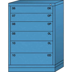 Lyon - 6 Drawer, Standard Counter - Multiple Drawer Access Cabinet - Steel, 30" Wide x 28-1/4" Deep x 44-1/4" High, Wedgewood Blue - USA Tool & Supply